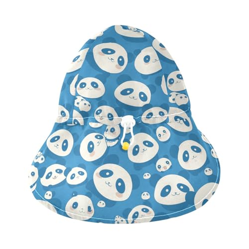 Kids Sun Hat Boy Water Hats Girls Sun Protection Wide Brim Travel Essentials Cartoon Cute Blue Panda3