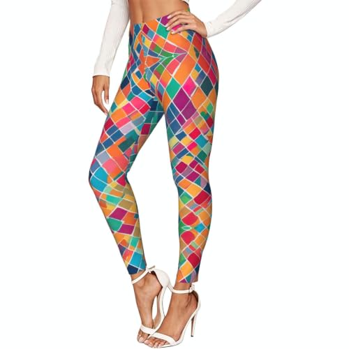 Leggings para mujer a cuadros coloridos, perfectos para tu rutina de gimnasio y senderismo
