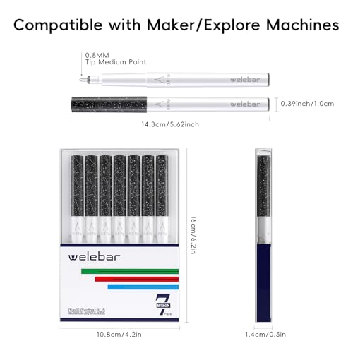 Image of Black Glitter Gel Pens Compatible with Cricut Maker 3 /Maker 4 /Maker /Explore 3 /4 /5 /Air 2 /Air, 7 Pack Medium Point Pens for Writing Drawing DIY Crafts