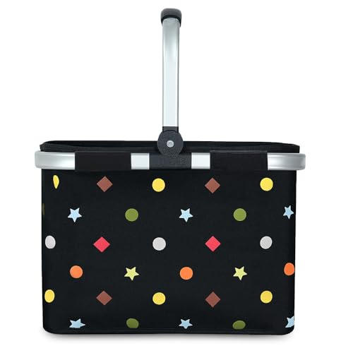 Tragekorb Faltbar Groß Einkaufskorb Picknickkorb mit Gepolsterten Griffen Praktischer Klappkorb Einkaufstasche mit Alurahmen Stabiler Korb 30L - ideal für Reisen/Picknick/Einkaufen/Geschenk