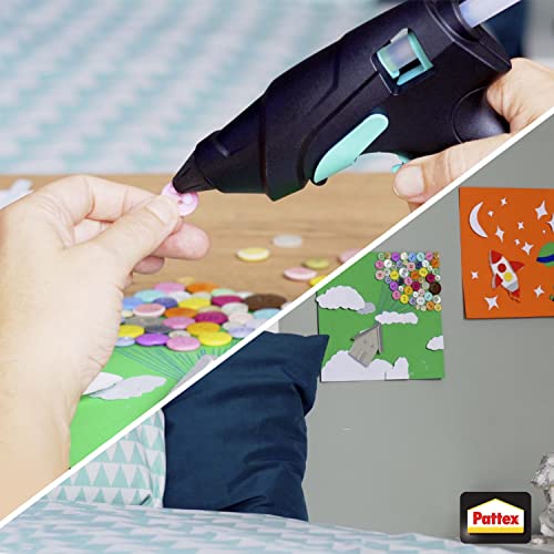 Pattex Made at Home Heißklebepistole, Kleber für kreative Heimwerkarbeiten, Set aus 1x Klebepistole und 6x Heißklebesticks mit 11mm Durchmesser