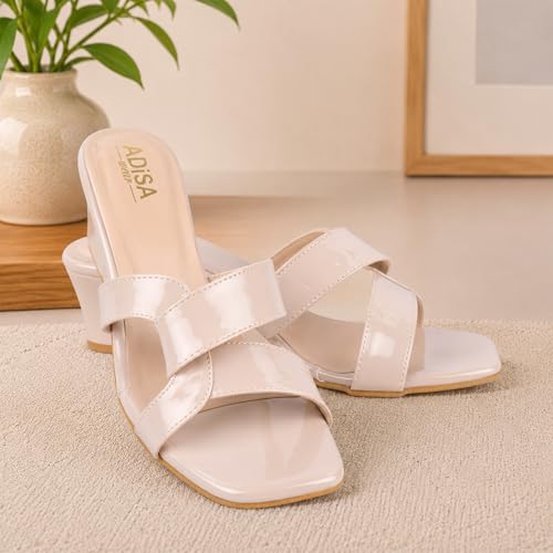 Image of Women Girls Comfortable Slip-On Glossy Sandals - Stylish All Day Comfort Ladies Footwear for Daily Wear