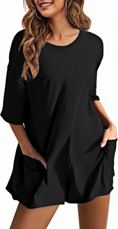 Mono Mujer Verano Manga Corta Jumpsuit Sexy Peto Suelto Pierna Ancha Overoles Casual Vestidos Playa