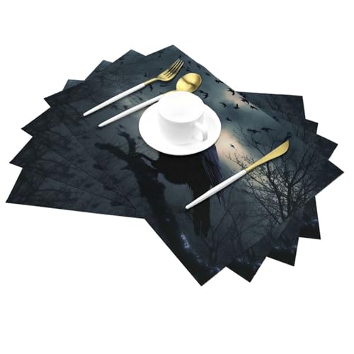 Sets de table thermorésistants Night Crow en vinyle lavable pour une protection de cuisine optimale - 5
