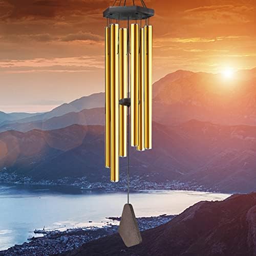 Wind Chimes Outdoor Large Deep Tone, 44 Inches Sympathy Wind Chimes Tuned Soothing Melody, Memorial Wind-Chime with 6 Heavy Tubes for Outside Decoration, Garden/Yard. Bronze