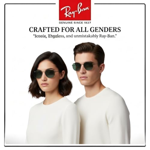 Image of Ray-Ban RB3548N HEXAGONAL FLAT LENSES Square-Round Shape Sunglasses for Men & Women with Official Eyewear Kit