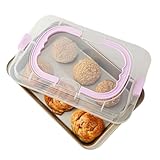 Bbajszx Bräter aus Kohlenstoffstahl mit Kunststoffdeckel und, Kuchen Backblechträger für Camping, Picknicks, Familientreffen, Backblech