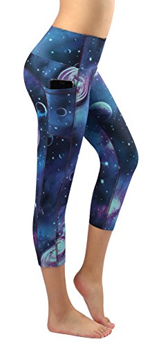 Neonysweets Women's Printed Capri Pants High Waist Tummy Control Workout Pants Leggings