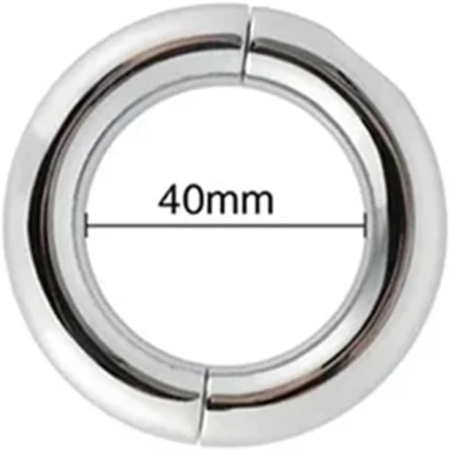 Stainless Steel Penis Ring Reusable Metal Semen Cock Ring Penis Enlargement Ball Stretcher Delayed Ejaculation Sex Tool for Men(40mm)