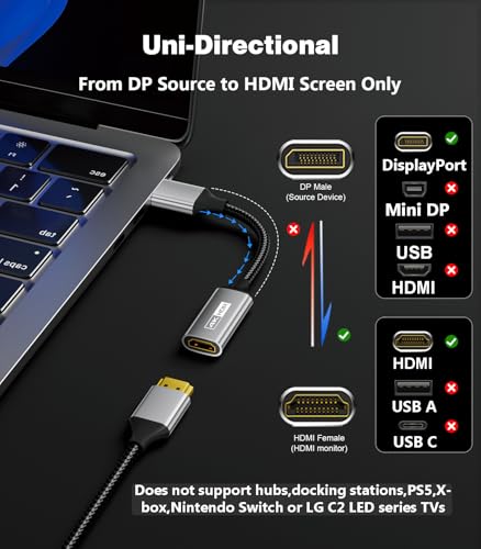 Adaptador DisplayPort a HDMI Uni-Direccional 4K@60Hz miniatura 4
