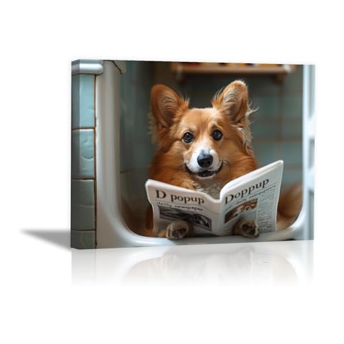 Dog reading newspaper peintures sur toile salon et décoration bureau à domicile