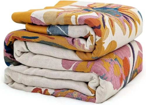 Ffdshc 100% Cotton Boho Throw Blanket 80