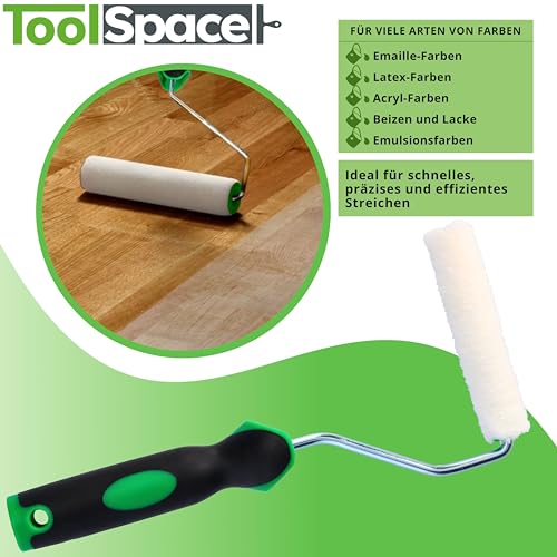 ToolSpace 10er Set Lackwalzen - 11 cm - mit Griff - Beständig gegen Lösungsmittel Lackierwalze Farbroller Velourrollen für Lacke Lackierrolle Velur/Polyacryl Walzenrolle Flock Malerrollen für Holzlack