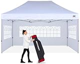 ABCCANOPY Outdoor Winter Gazebo 10x15, Premium Instant Pop Up Canopy Tent with Elegant Church Window,Snow and Rain Protection, Bonus Wheeled Bag,White