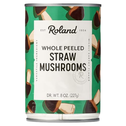 Roland Foods Whole Peeled Straw Mushrooms, Specialty Imported Food, 15 Ounce Can, Pack of 8