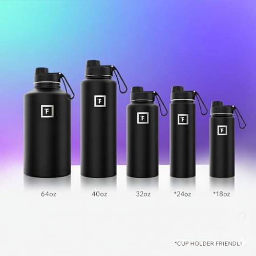 Image of IRON FLASK Camping & Hiking Hydration Flask with Spout, Wide Mouth Insulated Stainless Steel Sports Water Bottle - Aurora 40 oz - Spout (1 Lid)