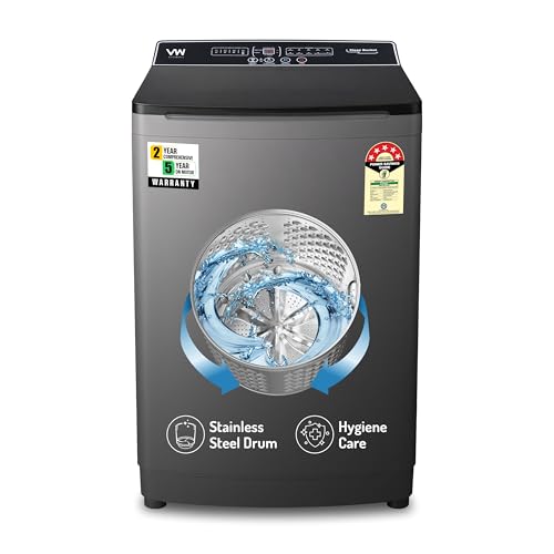 Image of VW V8 TurboWash 8 Kg 5 Star Fully-Automatic Top Loading Washing Machine (Grey)