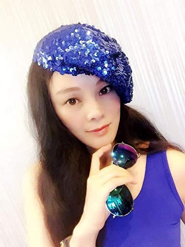 Deep Blue Sequin Beret,Caps,Hats 