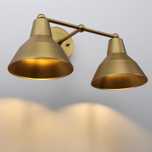 Image of Yosoan 2 Lights Brass Metal Vintage Wall Sconce, Hardwired Indoor Split Bowl Design Wall Mount Lamp Farmhouse Lighting Fixture for Vanity Living Room Kitchen Hallway Home Decor(Antique)