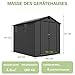 TRIUMPHKEY 6x8 Gartenhaus Kunststoff, 185x240x210 cm Kunststoff Gerätehaus mit Boden, Geräteschuppen, Fahrradschuppen mit Abschließbar Tür, Wetterfest für Terrasse, Rasen und Garten, Dunkelgrau