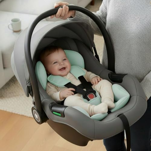 Image of StarAndDaisy 2-in-1 Carry Cot for Newborn Baby /Infant car seat with Adjustable Handle, 3-Point Safety Belt & Removable Canopy /Portable Baby Cot /Toddler Car Seat for 0-2 Years - Green