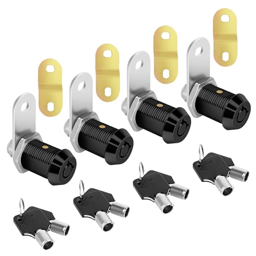 Image of Black RV Storage Lock Cam Lock with Keys, 4pcs 1 Inch RV Compartment Locks keyed Alike for Toolbox, Camper, Trailer, Vending Machine Replacement Set with 8 Keys(4, Black 1 Inch)