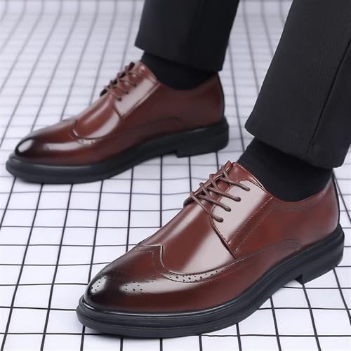 YZABEL Men's Leather Lace Up Brogues Dress Oxford Shoes Casual Retro Wingtip Carving Derby Prom Shoes Pointed Toe Business Formal Shoes2