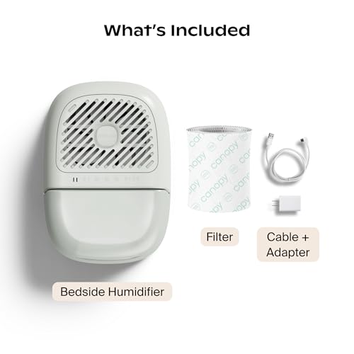 Image of Canopy Bedside Humidifier 2.0, Moonstruck, 36 HR Run Time, 2.5L Capacity - Reading Light & White Noise - Alleviate Symptoms of Allergies, Cold, Dry Skin - Humidifier, Filter, Power Cord & Adapter