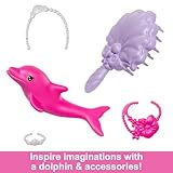Barbie Mermaid Doll, “Brooklyn” with Pink Hair, Styling Accessories, Pet Dolphin and Water-Activated Color Change Feature, HRP98 - Image 5