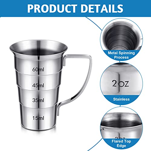 2 Pieces 2 Oz Stepped Jiggers With Handle Stainless Steel Cocktail Jiggers Drink Measuring Jigger Stepped Measuring Tool For Bartenders Bar Drink Jiggers And Pourers #TOP4