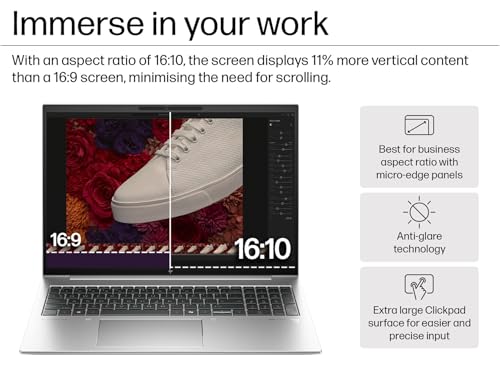 Image of HP EliteBook 860 G11 Business AI PC Laptop (16 inch FHD+ Anti-Glare, Intel 12-Core Ultra 5 125U (> i7-1355U), 16GB DDR5 RAM, 512GB SSD) Fingerprint, Backlit, 5MP IR Webcam, 2x Thunderbolt 4, Win 11 Pro