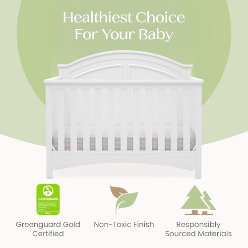 Delta Children Perry 6-in-1 Convertible Crib - Greenguard Gold Certified, Bianca White - Image 6