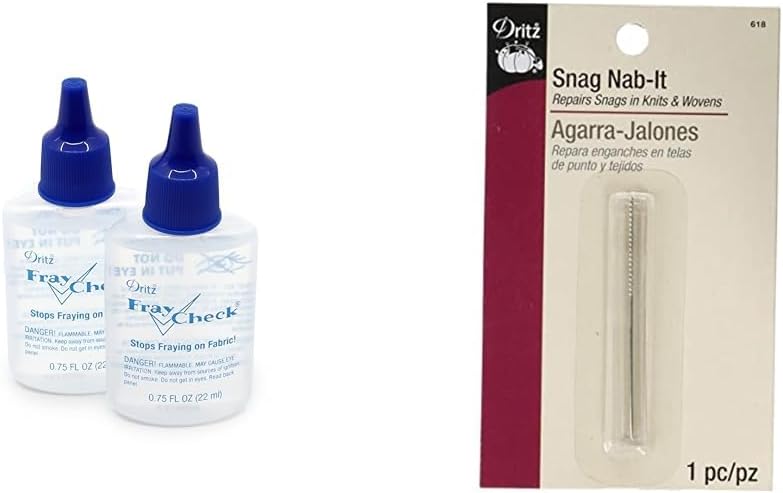 Fray Check Liquid, 0.75-Fluid Ounce, 2 Count & 2-1/2" Nab Knits & Wovens, 1 Count Snag Repair, Nickel