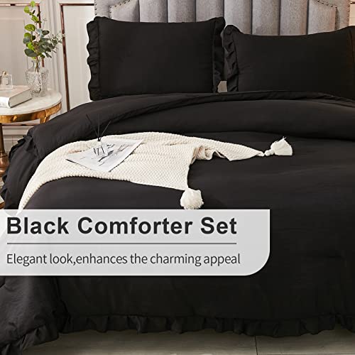 Andency RUFFLE BLACK K King Size Comforter Set thumb #1