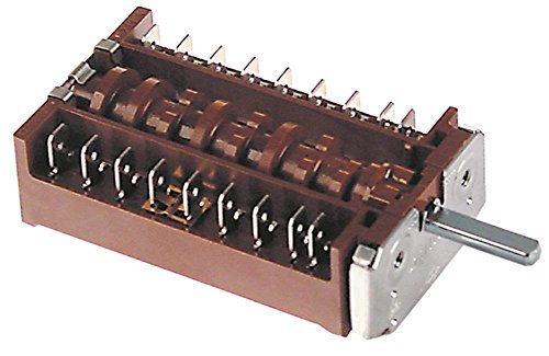 EGO 42.04000.021 nokkenschakelaar 8-polige as ø 6x4,6x23mm aansluiting platte stekker 6,3 mm 3 schakelstanden 8NO kunststof 16A