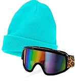 Goldschmidt Party Skibrille und Beanie Mütze Set für Erwachsene Party Partybrille Apresski Fasching Karneval (türkis schwarz Leo)