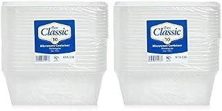 Pack of 20 Plastic Food Containers with Lids | Meal Prep Takeaway Container with lids | Microwave, Freezer & Dishwasher Safe | Durable | Clear (750ml)