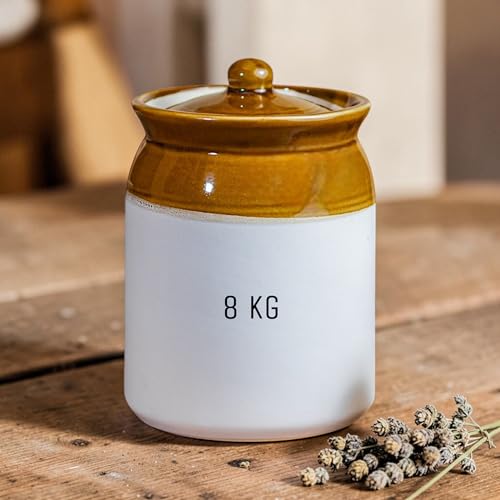 Image of Big 8 kg ceramic jar for Kitchen Storage - 8 L Large Pickle Jar - Martban Container for Pickles, Chutneys & Sauces (8000 ml)