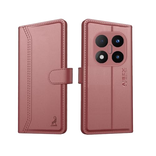 Image of AIBEX Compatible for Redmi Note 14 Pro Plus 5G Flip Cover Leather Finish with Magnatic Closure | Inside TPU with Card Pockets | Wallet Stand | Complete Protection Flip Case -Brown