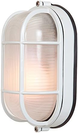 Nauticus - Wet Location Bulkhead - White Finish - Frosted Glass Shade