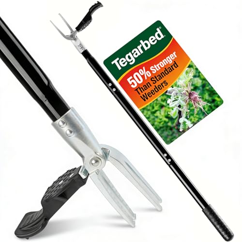 Stand Up Weed Puller, Heavy Duty 43.3" Metal 4-Claw Weeder Tool