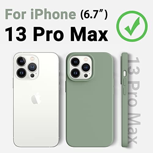 Aotesier Soft Silicone Case For Iphone 13 Pro Max Case, [Military Shockproof Protection] Anti-Scratch Microfiber Lining Flexible Bumper Phone Case, Ultra Slim Thin Cover, 6.7 Inch, Calke Green #TOP5