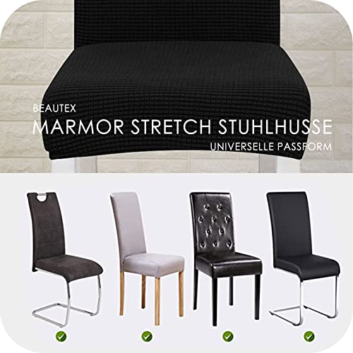 Forcheer Jacquard Stretch Chair Covers For Dining Room Set Of 4,Soft Thick Solid Luxury Dining Chair Slipcover Stretchable For Kitchen,Hotel,Restaurant,Ceremony Universal Size(4 Pieces, Black) #TOP6