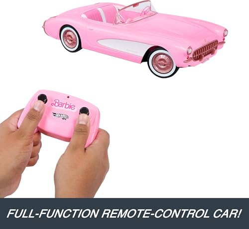 Hot Wheels HPW40 Barbie Rc Corvette From Barbie The Movie, Full-Function Remote-Control Toy Car Holds 2 Barbie Dolls thumb #4