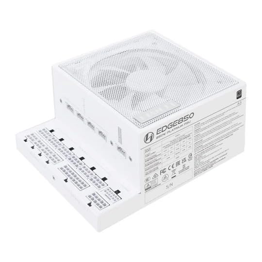 Lian Li EDGE 850W 80 Plus Platinum Fully Modular Power Supply – White, L-Shape Design, PCIe 5.0 Ready, Ultra-Silent Cooling, Premium Build