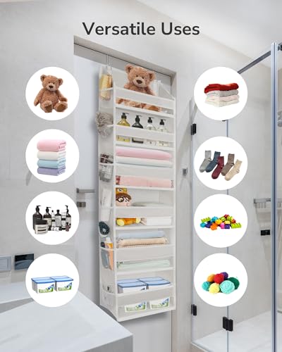 ULG Over The Door Organizer with 6 Large Pockets 12 Side Pockets, 50lbs Weight Capacity Door Hanging Organizer for Bedroom, Bathroom, Pantry, Nursery Storage, Beige - image 7