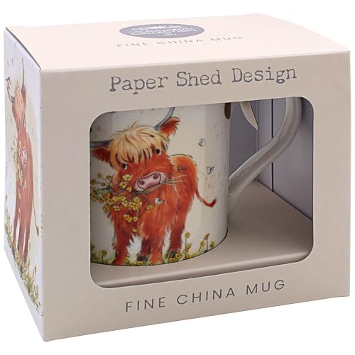 The Leonardo Collection Paper Shed Design Highland Cow Mug for Home & Kitchen | Stylish Ceramic Mugs for Tea & Coffee | Lovely Cup Set for Mens Gifts & Birthday Gifts for Women