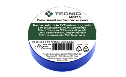 TECNID PVC Insulation Tape Thickness 0.13mm 19mm x 25m Blue