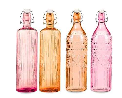 1 Garrafa De Agua Colorida 1 Litro Envio Sortido Vidro Alto Relev...