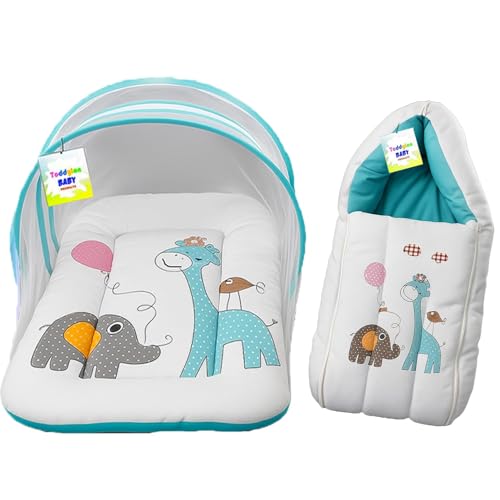 Image of Toddylon Baby Bedding Set New Born Baby Bed | Bag | Mattress | Mosquito Net | Insect Protector | Infants Carry Bed (2PCS Set) (0-6 Months) Blue